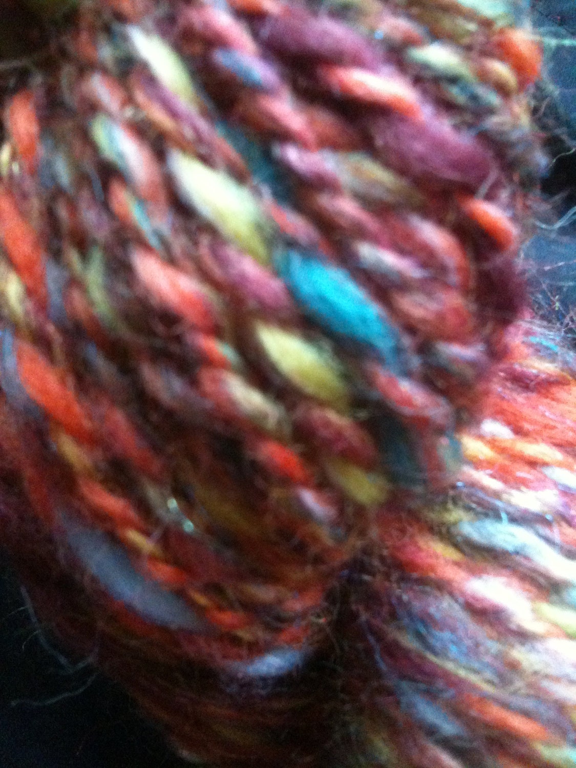 OOAK skein of HALLOWEEN CANDY mix multi colored Hand Carded Handspun 2 ply Art Yarn 93 yards Wool