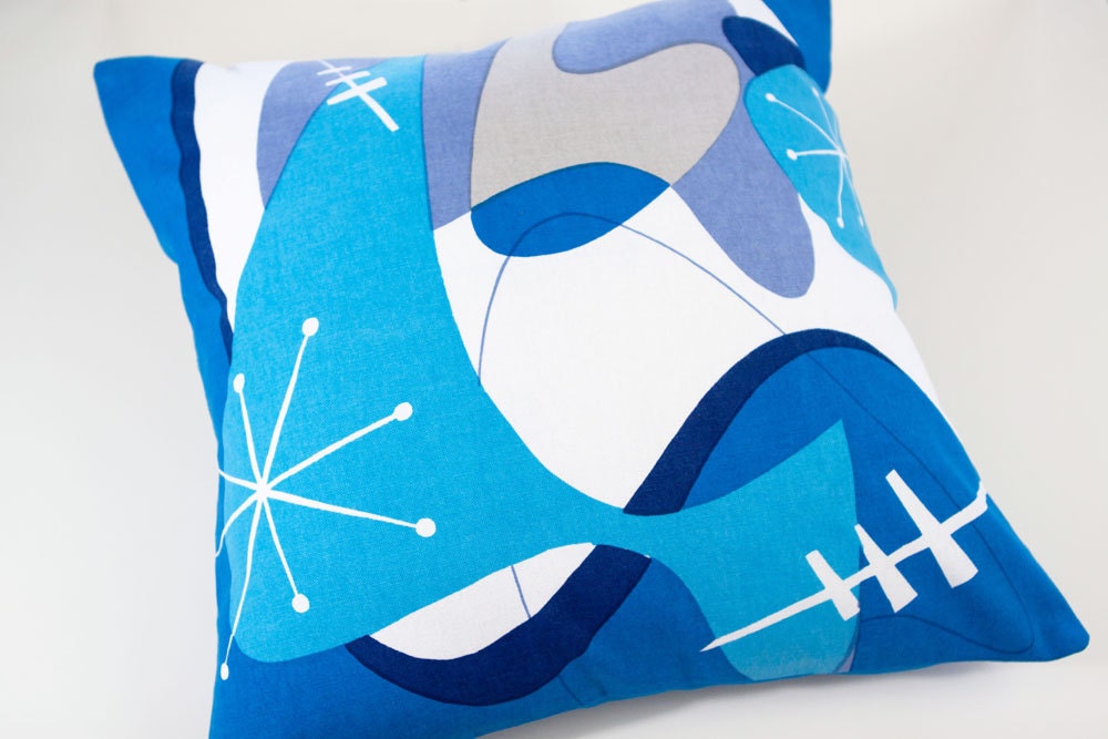 Retro Modern Pillow 18"x18" - Blue Bam Boom