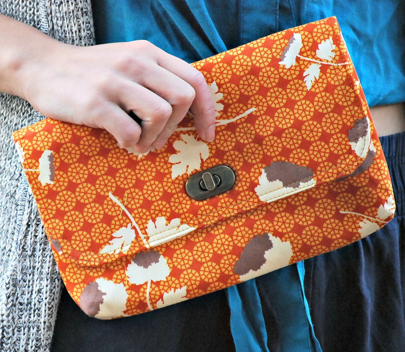 Mini Clutch -Orange Bloom
