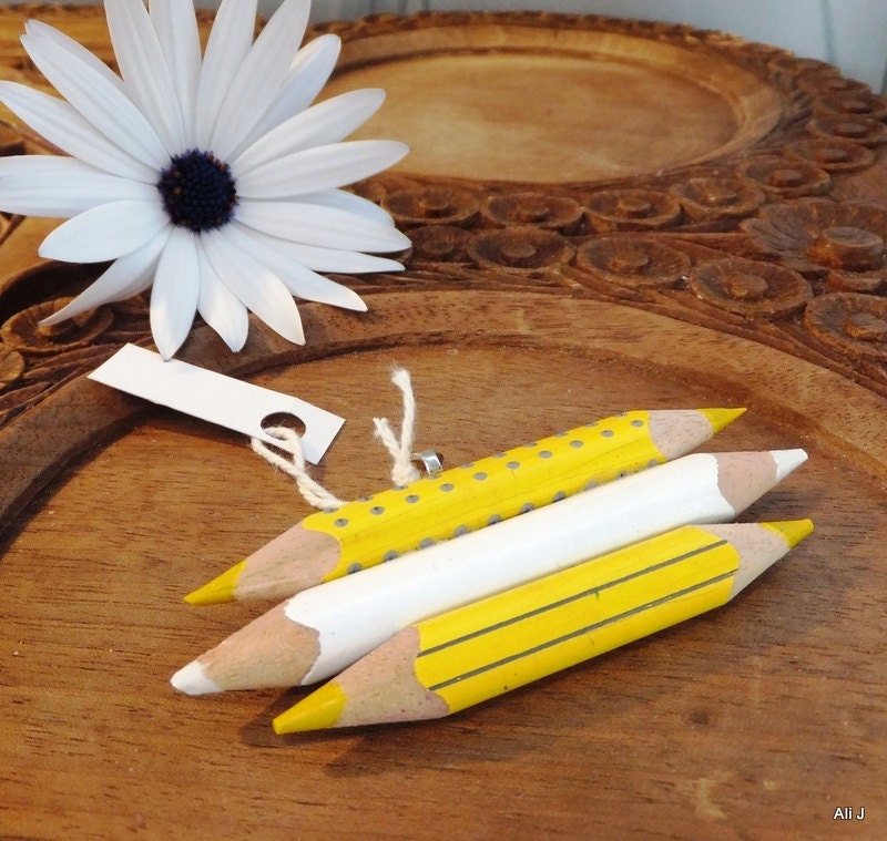 Unique bright trio pencil pendant