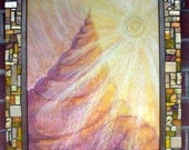 Rising Higher Oil Pastel and Yellow Ochre and Golden Mosaic Frame from Marzanne Collaboration