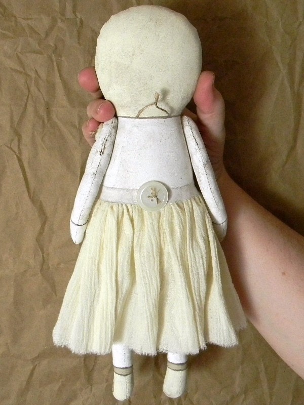 Ghost Doll -- Halloween Hand Painted Cloth Original Primitive Folk Art OOAK
