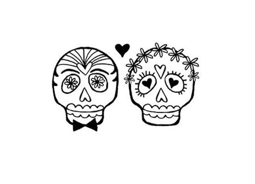Wedding Bride and Groom Sugar skull rubber stamp bride groom