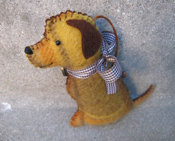 Chocolate Labrador Retriever Ornament, Handsewn Vintage Wool