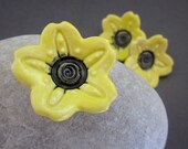Handmade Porcelain Bright Yellow Flower Buttons