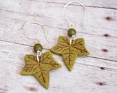 Maple leaves. Polymer clay earrings. Green jade. Nature inspired. Botanical. Fall leaves. Boho.