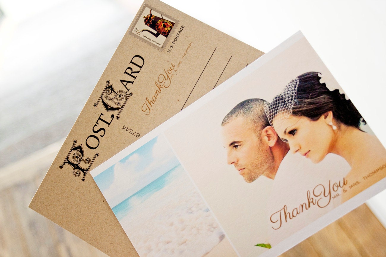 Picture Thank You  - Double Color Wedding  Post Card - Design Fee