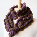 Scarf - Women's Fashion Accessories - Unusual Crochet Scarf - Merino Wool - Purple Plum & Olive Green
