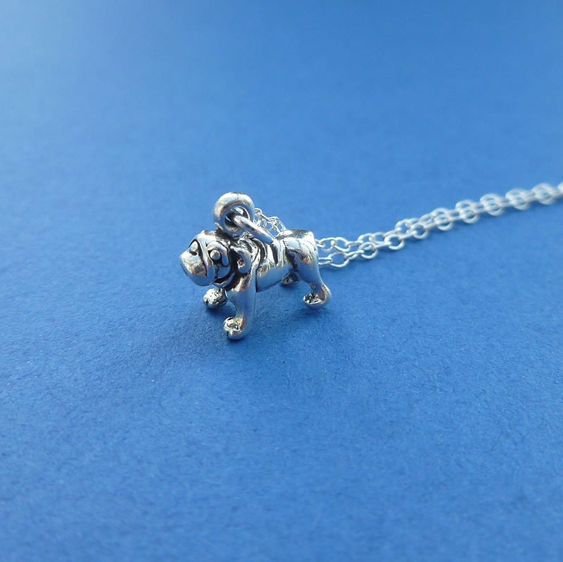 bitty bulldog necklace sterling silver gift for her