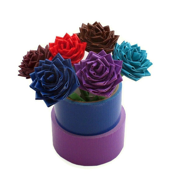 Duct Tape Flower Pens Deep Colors - Set of Two