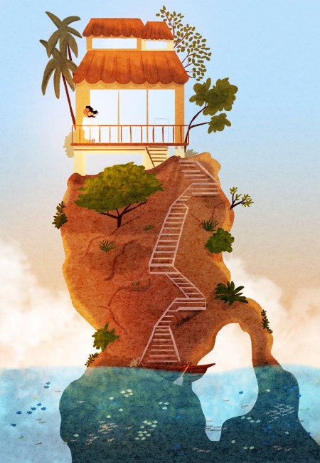 Hawaiian Art, Hawaii Print, Island, Ocean Art, Wall Decor- "Retreat" - Art Print 13x19