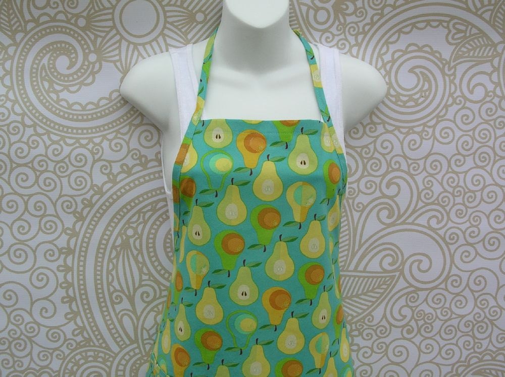 Womans Apron Made From Pretty Pear Fabric