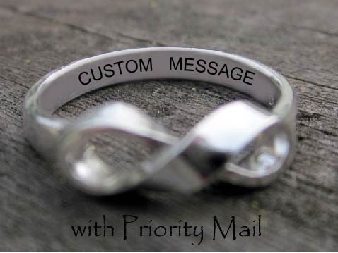 Custom Message His or Hers Infinity Ring with Priority Shipping