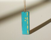 Enamel Jewelry - Gold Bamboo and Turquoise Necklace