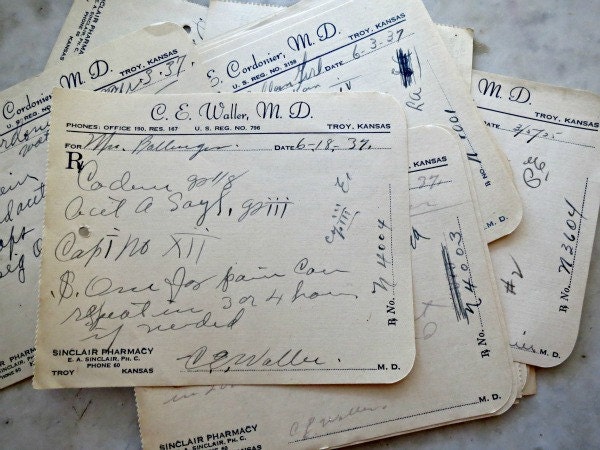 Vintage prescriptions from the 1930s