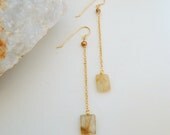 Rutilated Quartz and Pearl gold Dust Earrings