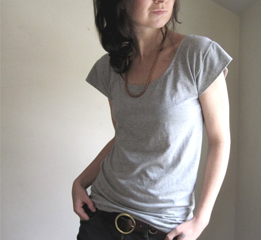 Supima Cotton Womens TShirt Blouse // Heather Gray Tee //  Top //  Size Medium
