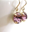 Mauve Earrings Vintage Rhinestones Petite Glam