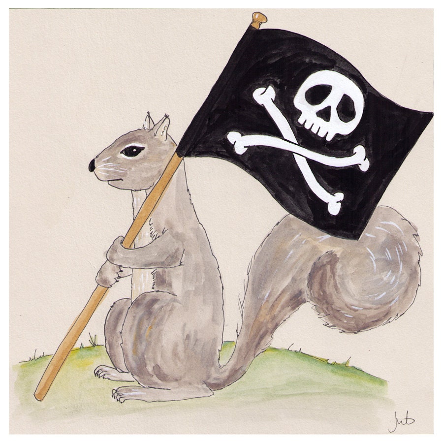 Pirate Squirrel 6x6 digital print