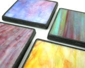 Stained Glass Mosaic Coasters / Art Glass Coasters / Concrete Coasters / Drink Coasters  - Set of 4