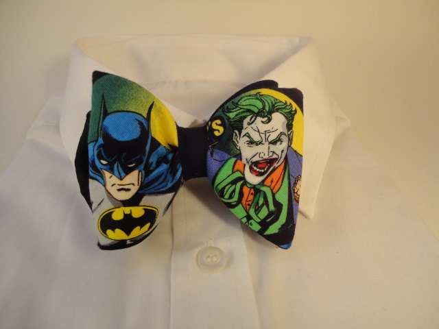 Bow tie made from Batman and Joker Fabric