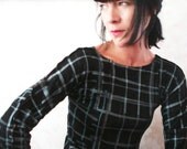 Changing Fate - iheartfink Handmade Hand Printed Womens Artistic Plaid Reversible Long Top with Sleeves