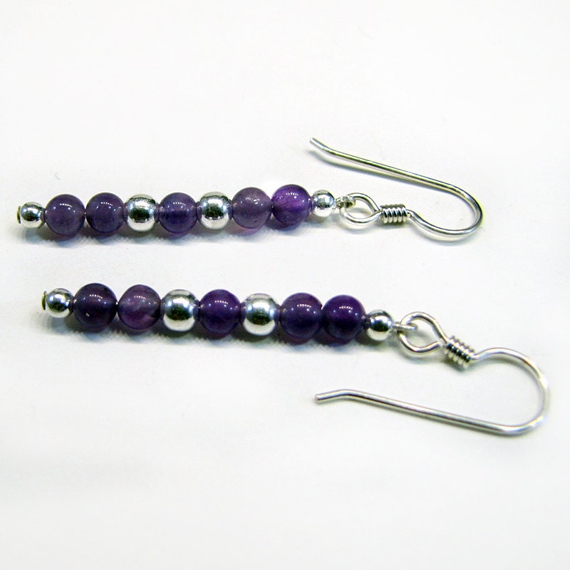 Amethyst Bead and Silver Filled Earrings