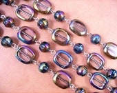 Colorful Beaded Necklace, Rainbow Window Glass and Silver Strand Necklace, FREE Shipping U.S.