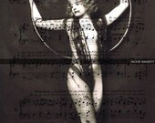 Fathers Day.Music Lover,Hula Hoop.Print.Gift. Woman.Special.Eco.100% recycled paper,unisex.roaring twenties.racy.sexy.classy.vintage photo