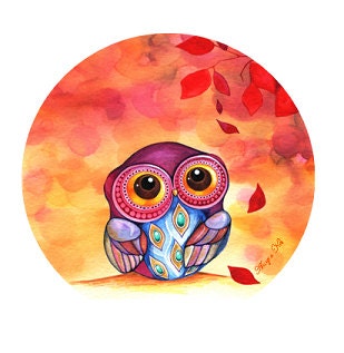 Pocket Mirror - Little Owls First Fall Leaves