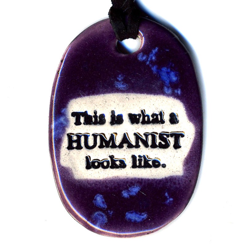 This is What A HUmanist Looks Like Ceramic Necklace in Purple