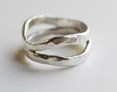 Recycled Silver Ring - unique wavy band - perfect stacking piece - hammered texture - unique design
