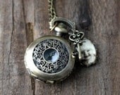 Personalized Bronze or Silver Photo Pocket Watch Necklace/Locket/Pendant - Customized with Your Photograph - Custom Gift for Wife, Mom