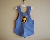 vintage hand made denim overall shorts- apx. 12-18m