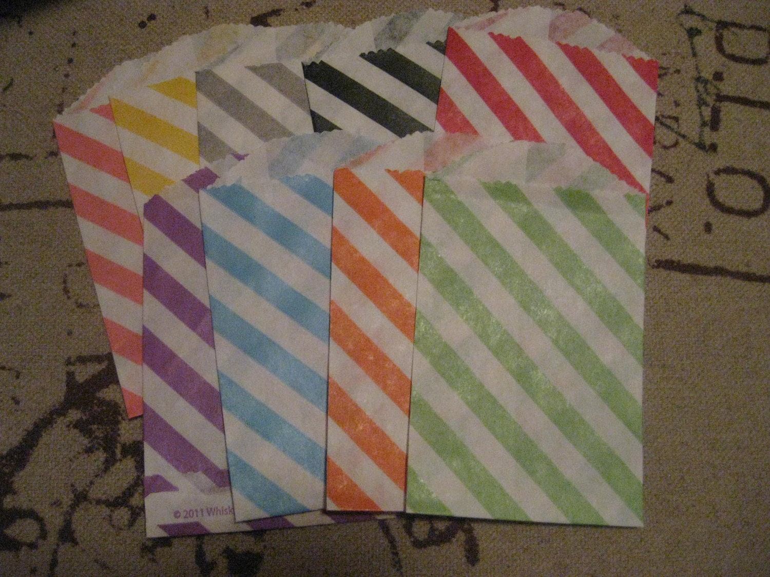 Party Favor Bags - Diagonal Stripe Paper Treat Bags - Bakery Bags 2.75 X 4 - You choose color - 12 count Il_570xn