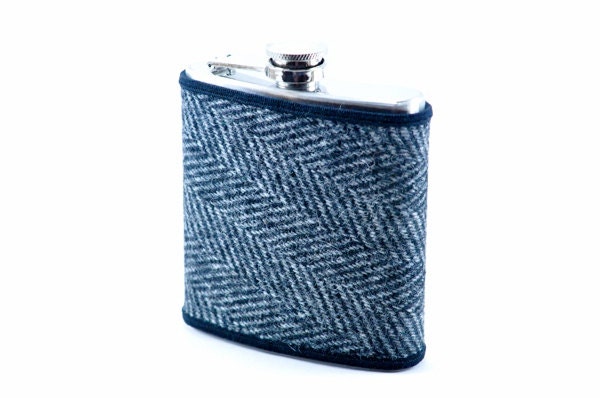 Tweed Wool Suit Covered Flask...6oz Stainless Steel Flask