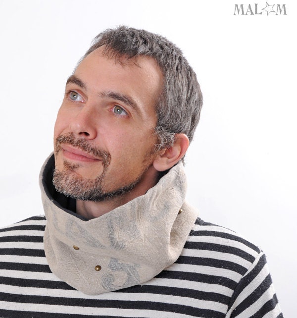Burlap Tube scarf/ Cowl Beige French mail bag