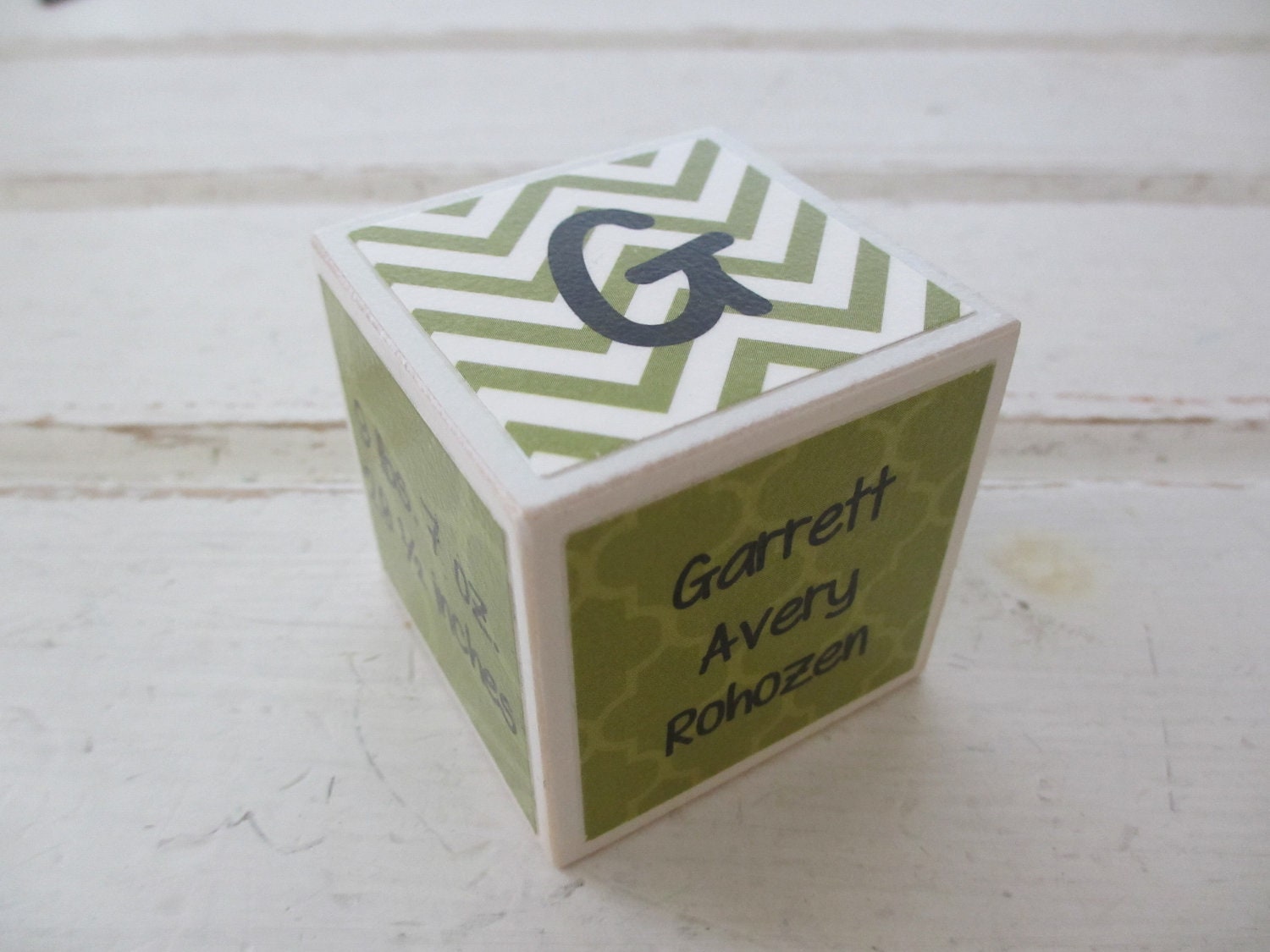 Around the Block - Personalized Wooden Block Birth Announcement/Keepsake