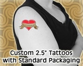 50 Custom Temporary Tattoos 2.5 Inch - Standard Packaging
