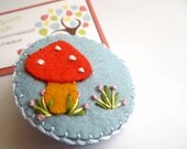 Hand Embroidered Wool Felt Hair Clip - Toadstool 2