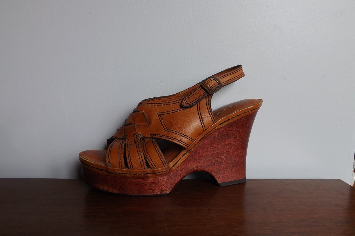 Vintage leather platform sandals, 1970s