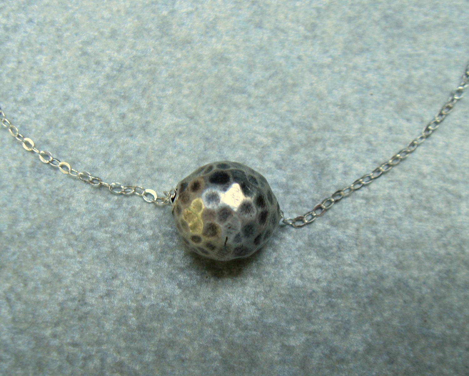 Minimalism Sterling Silver Ball Necklace   Minimalistic Modern Geometric