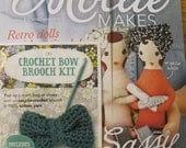 Mollie Makes Magazine - Retro Dolls - Issue 28 - With A Crochet Bow Brooch Kit - 11.00 Dollars