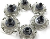 Lampwork beads glass set, Lampwork Beads set, lampwork beads - Skirt Bells, Black, Gray (6) SRA