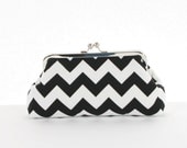 Black White Chevron Clutch/Black White Chevron Wedding Accessory/Chevron Purse