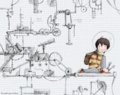 Children's Wall Art Print - Mechanically Minded - 8x10 - Kids Nursery Room Decor