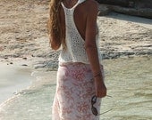 White tank / vest / ivory white cotton tank, beach cover up