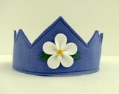 Wool Felt Crown -- periwinkle with white flower