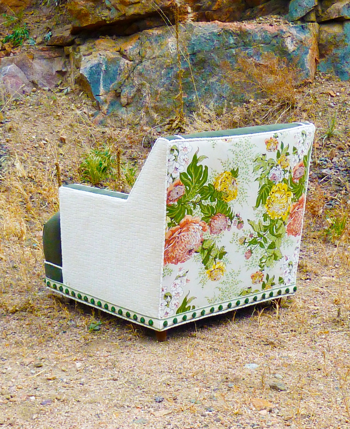 Corduroy Floral Vintage Chair by Vintage Renewal