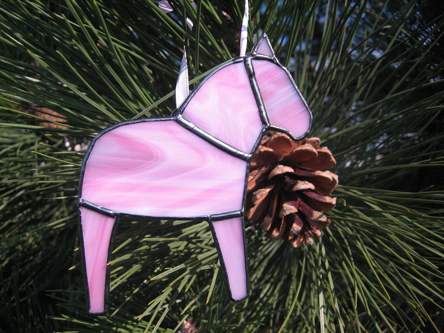 Dala Horse Ornament, Swedish Christmas Ornament, Tiffany Style Stained Glass Horse, Swedish Custom
